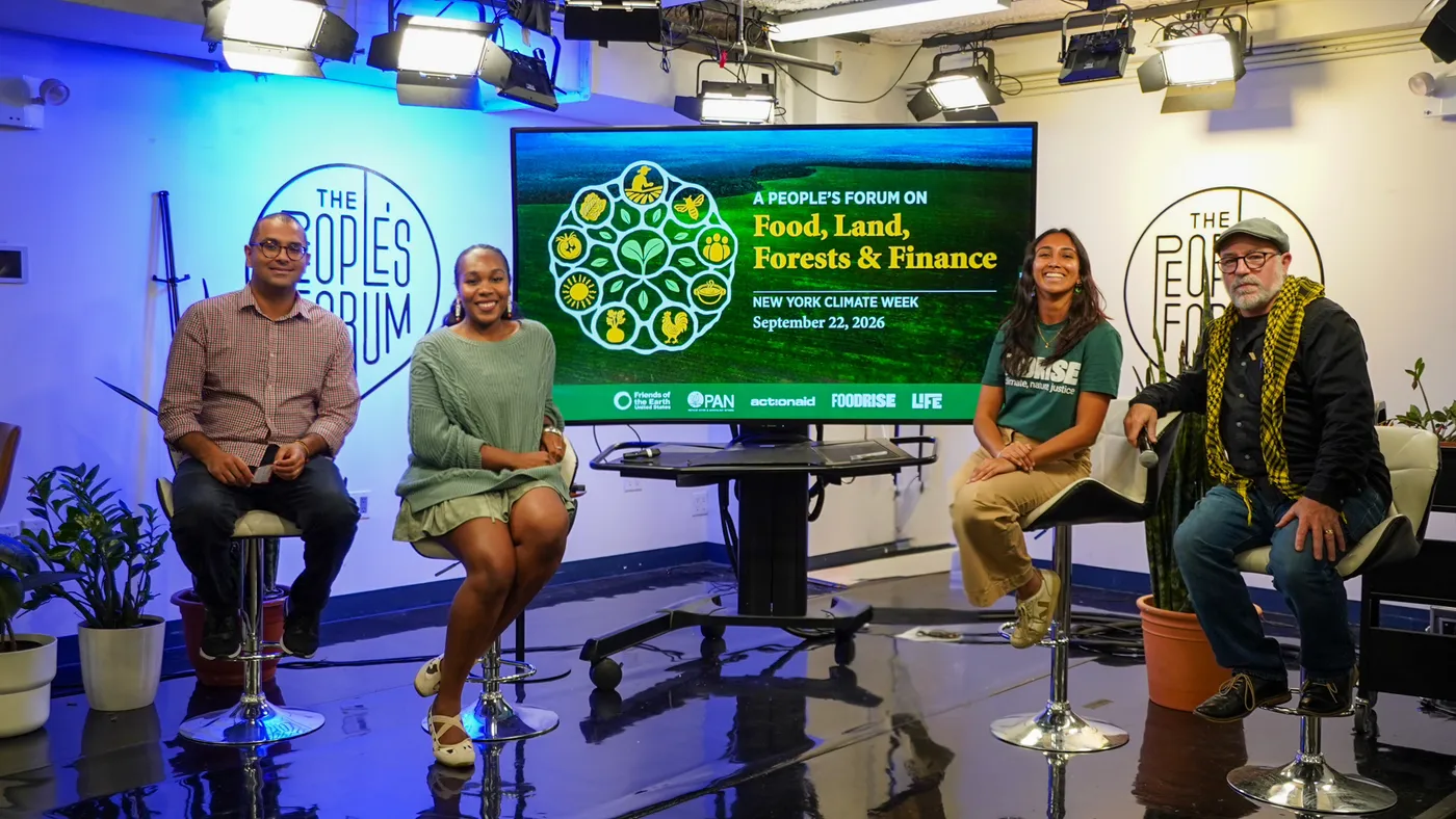 Kariel with fellow panelists at A People’s Forum on Food, Land, Forests & Finance